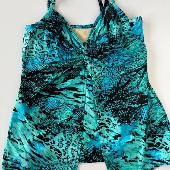 Miraclesuit Off The Scales Love Knot Tankini Swimsuit Top size 12 - Picture 5 of 13